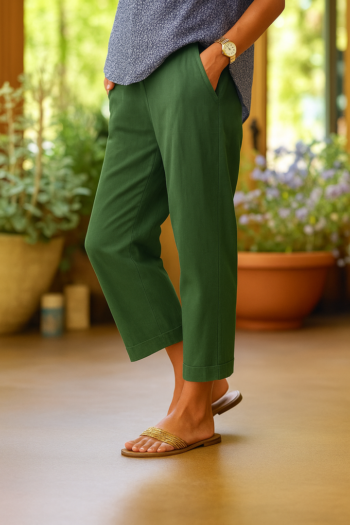 Women's Summer Trousers | Cropped Hem Straight Silhouette