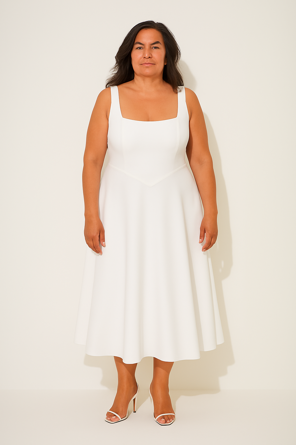 Women's Dress | Sleeveless Square Neck Midi