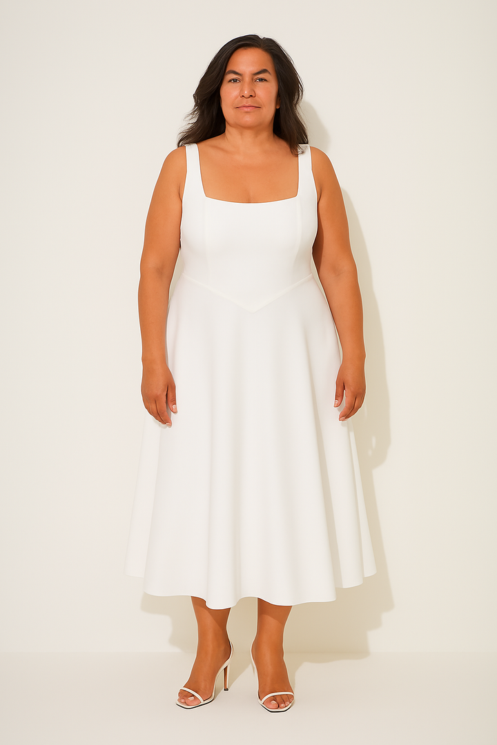 Women's Dress | Sleeveless Square Neck Midi