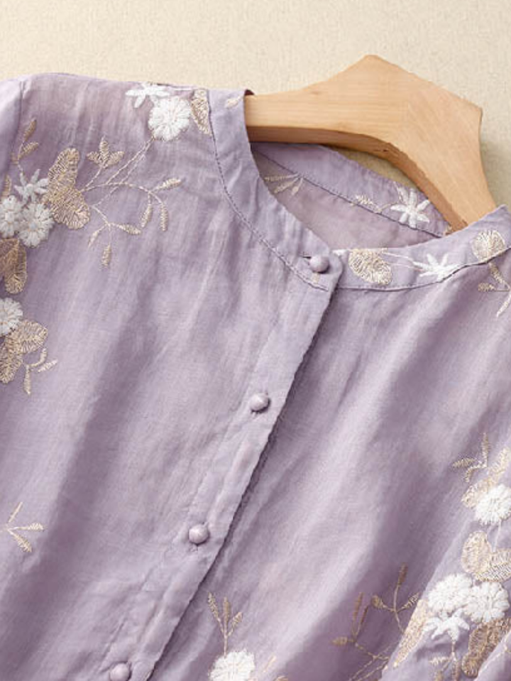 Women’s Blouse | Embroidered Button Front