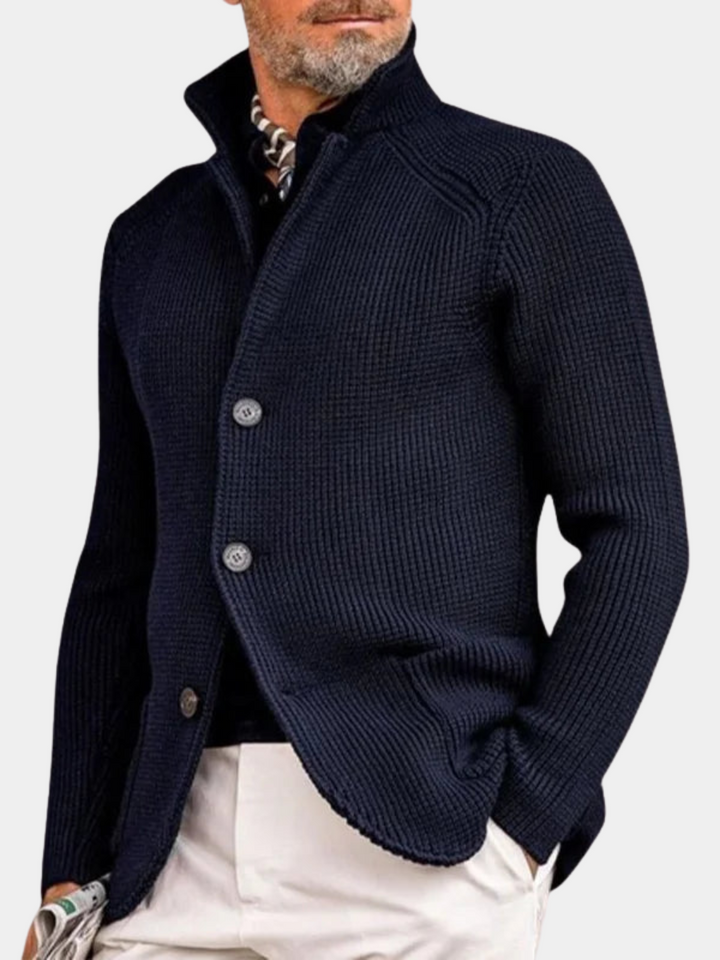 Men’s Cardigan | Button Front Stand Collar