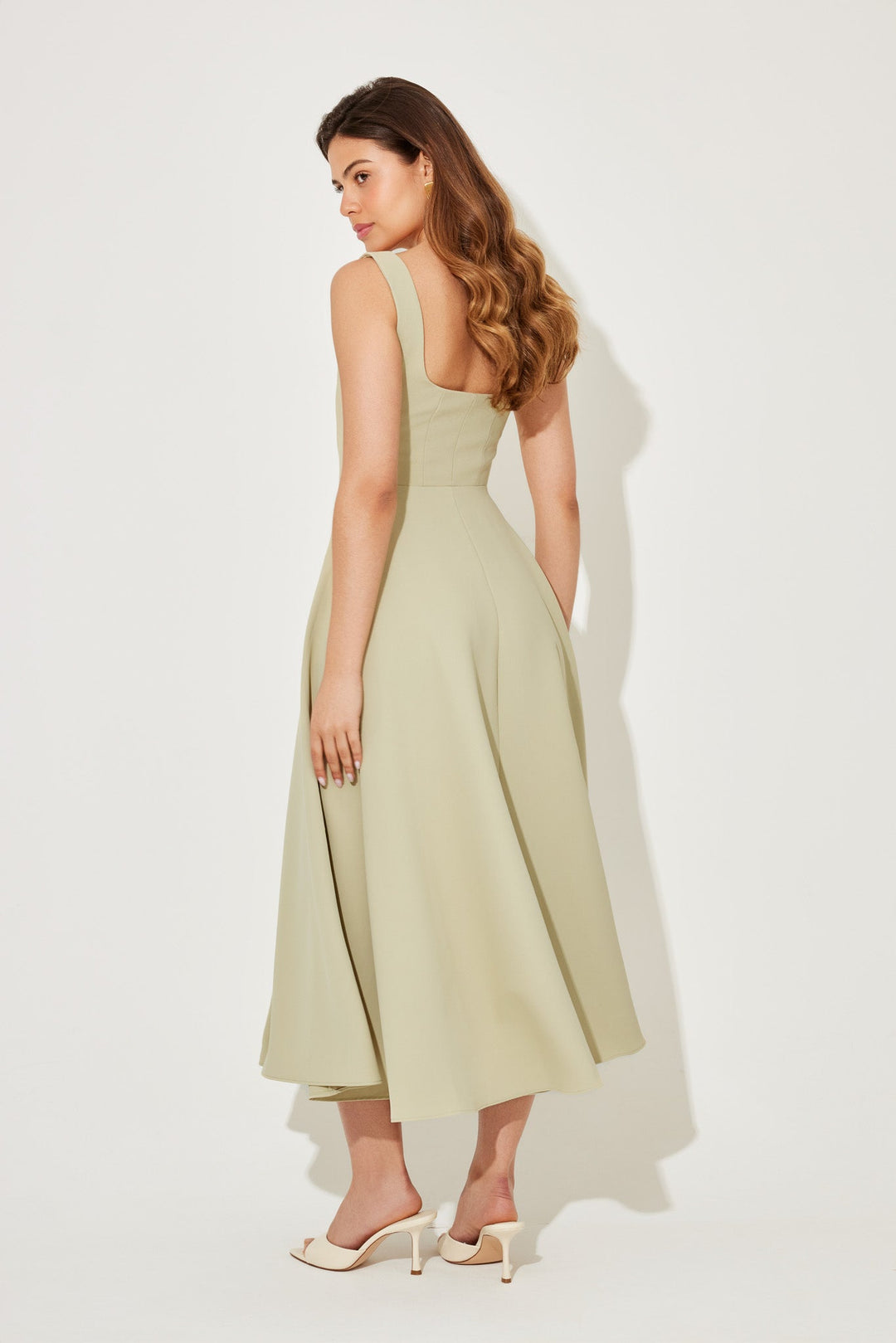 Women's Dress | Sleeveless Square Neck Midi