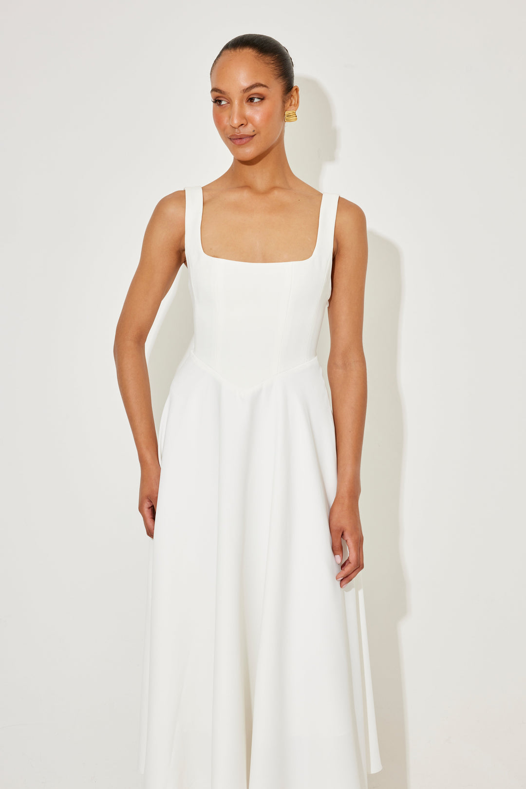 Women's Dress | Sleeveless Square Neck Midi