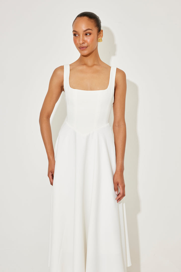 Women's Dress | Sleeveless Square Neck Midi