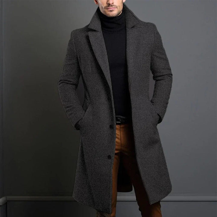 Men's Winter Coat | Longline Button-Front Overcoat