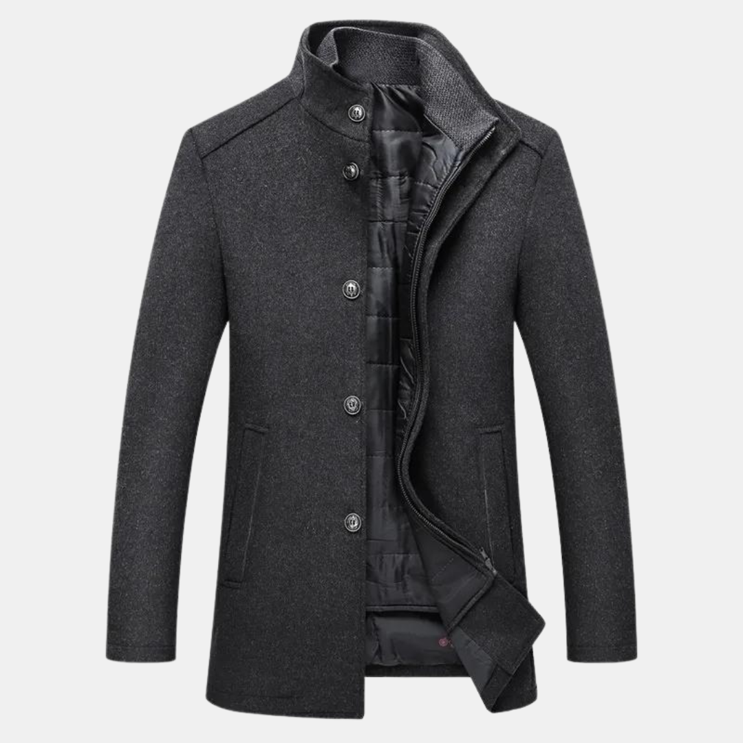 Men's Winter Coat | Button-Up with Pockets