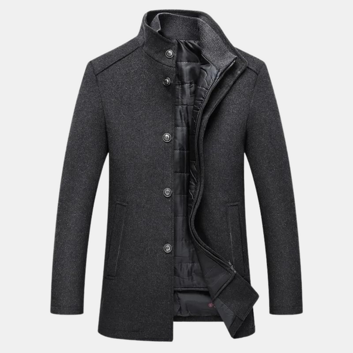 Men's Winter Coat | Button-Up with Pockets
