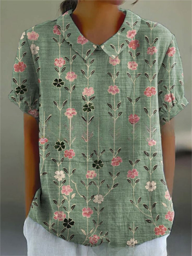 Women's Blouse | Collared Neckline Floral Print