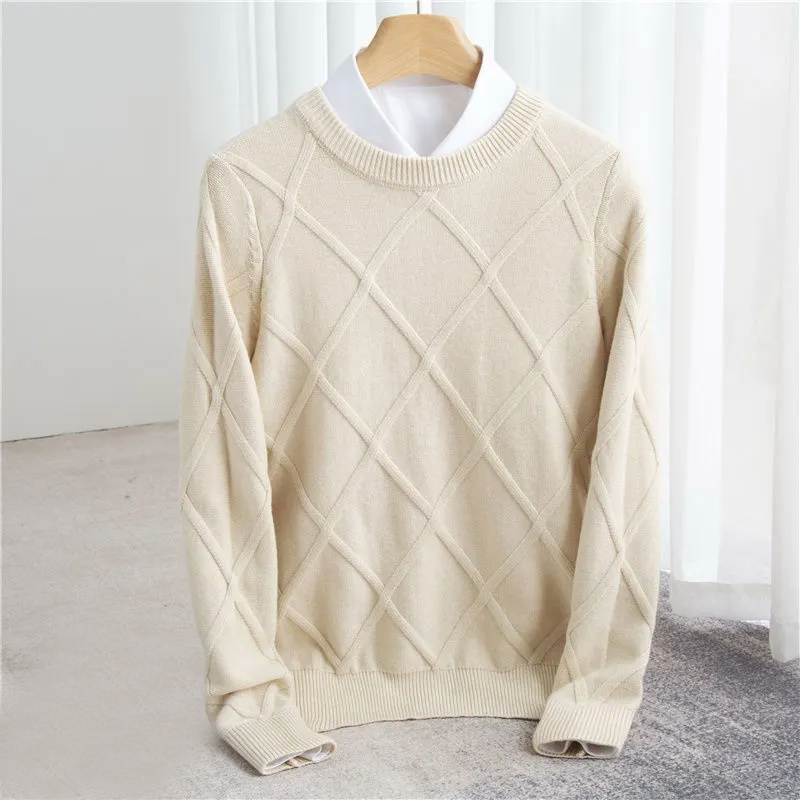 Men’s Sweater | Diamond Pattern Crew Neck