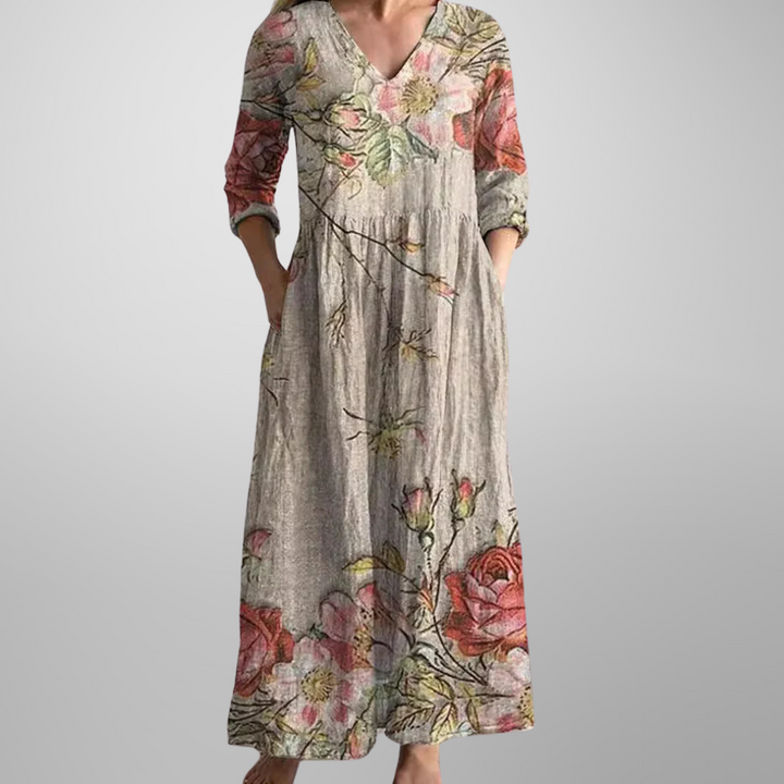 Women’s Dress | V-Neck Maxi Floral Print