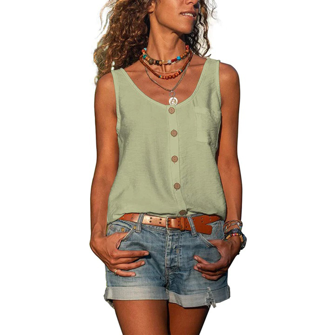 Women’s Top | Button Front V Neck