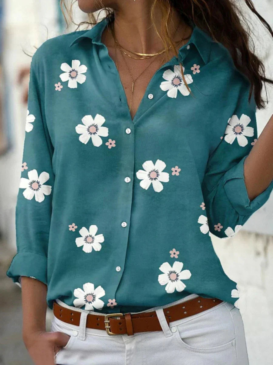 Women's Blouse | Button Front Floral Print