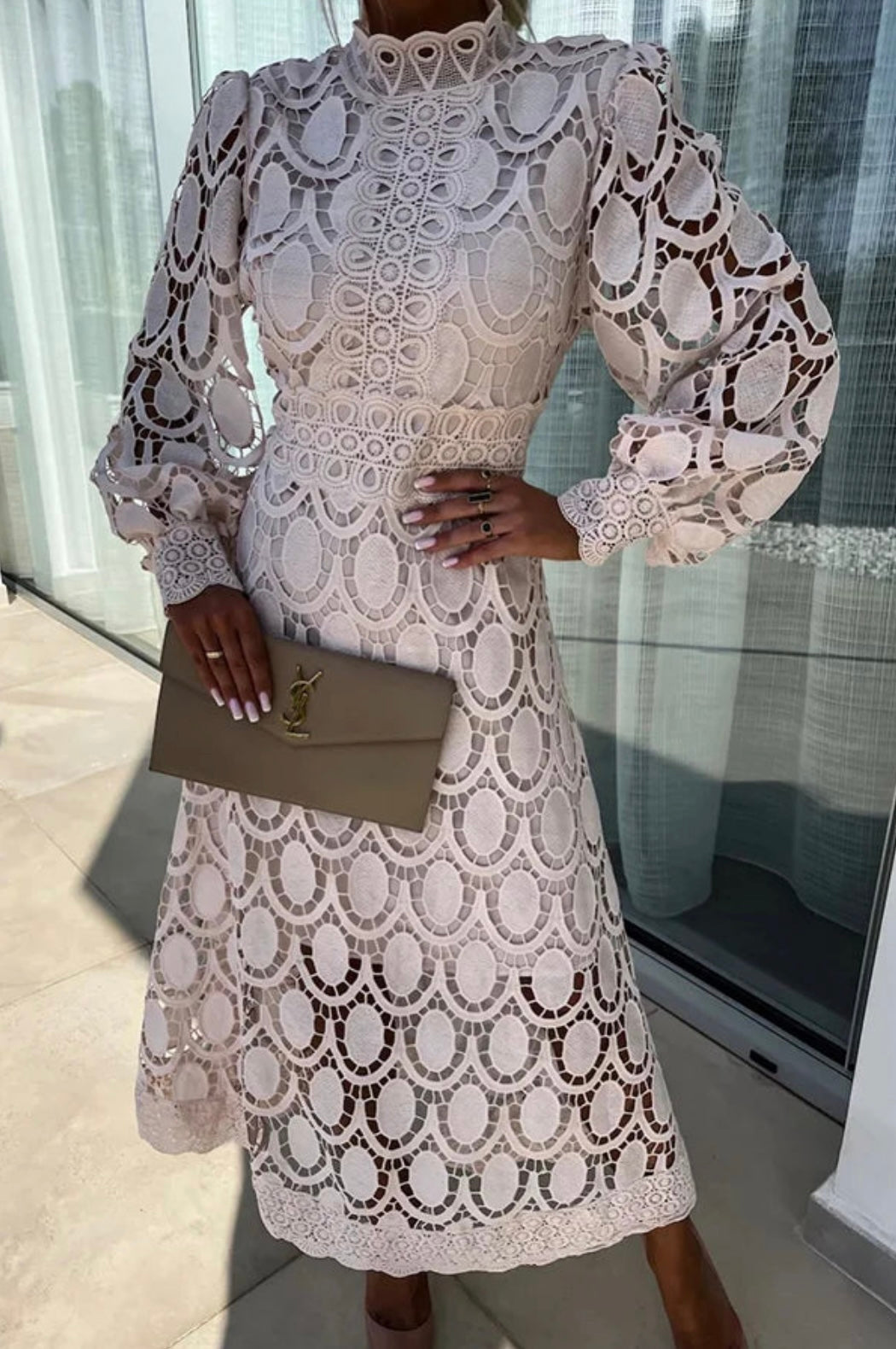 Women’s Dress | Structured Openwork Midi