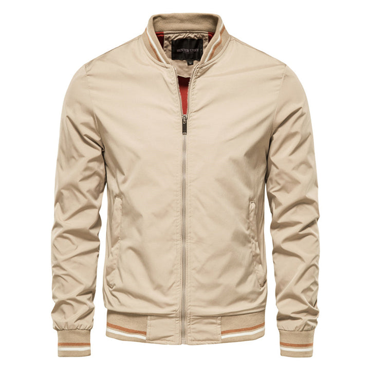 Men's Bomber Jacket | Zip-Up Front with Ribbed Collar