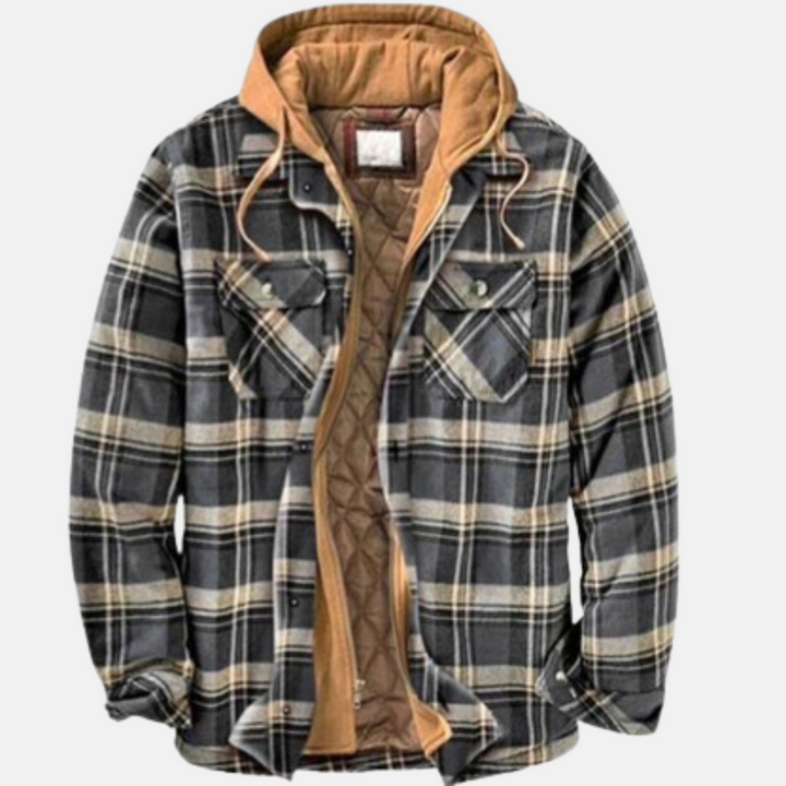 Men's Jacket | Plaid Hooded Shirt