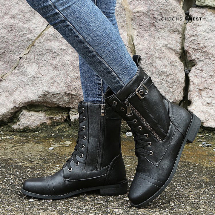 Boots For Women | Block Heel Lace-Up Front