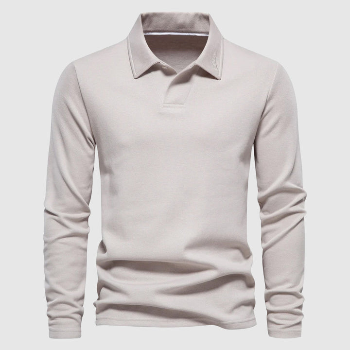 Men’s Long Sleeve Polo Shirt | Classic Collar Solid