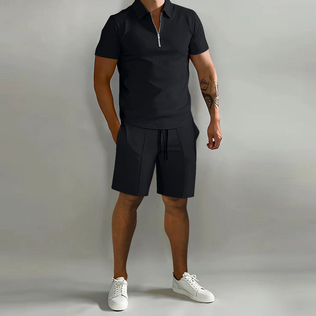 Men’s Two-Piece Set | Zip Polo And Shorts