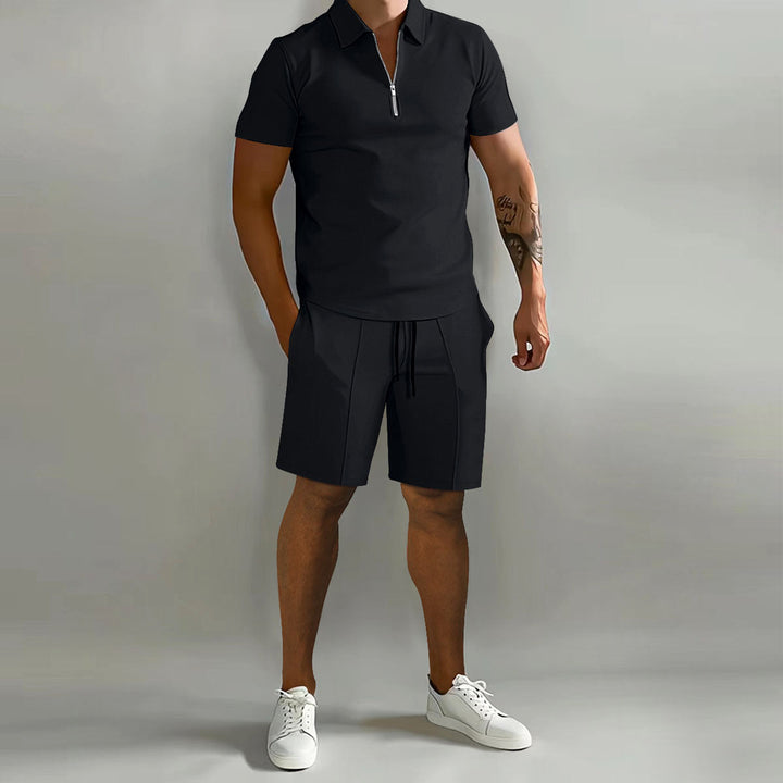Men’s Two-Piece Set | Zip Polo And Shorts