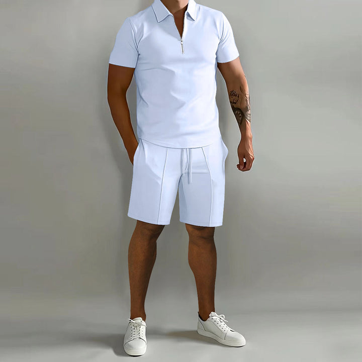 Men’s Two-Piece Set | Zip Polo And Shorts