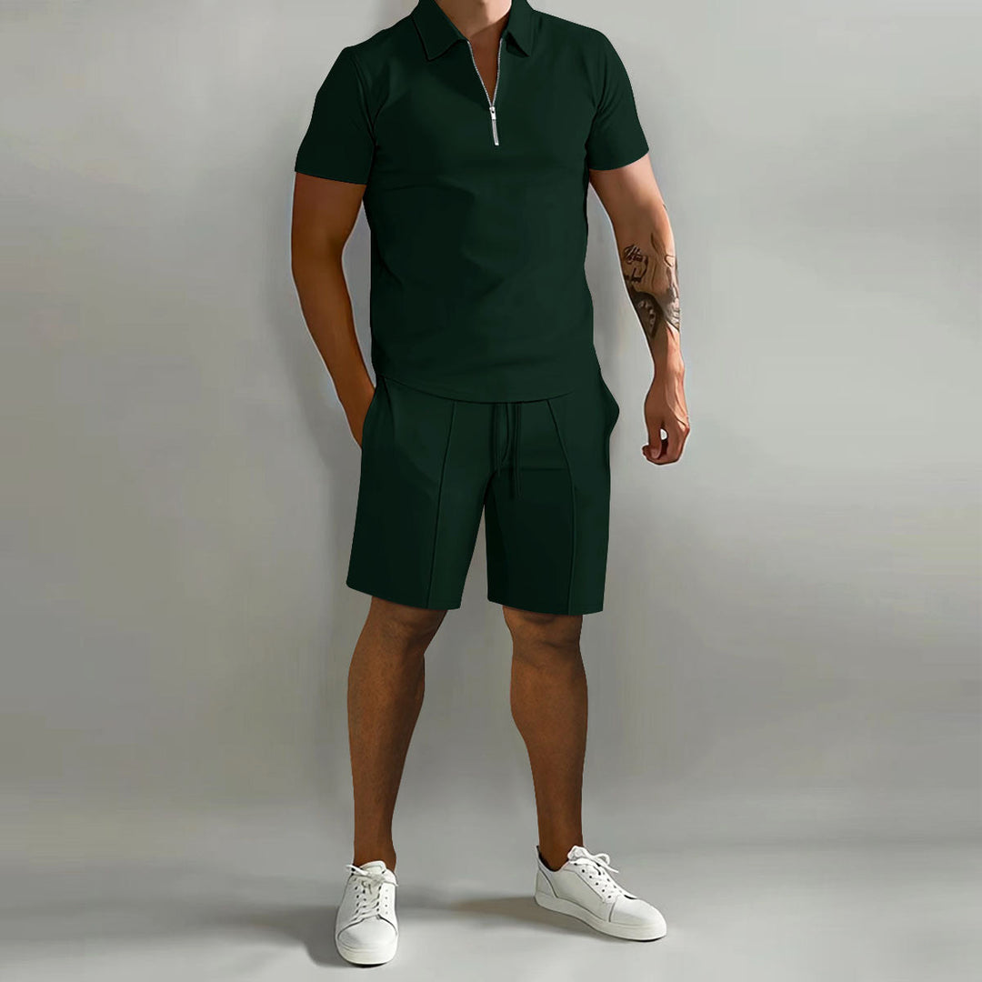 Men’s Two-Piece Set | Zip Polo And Shorts