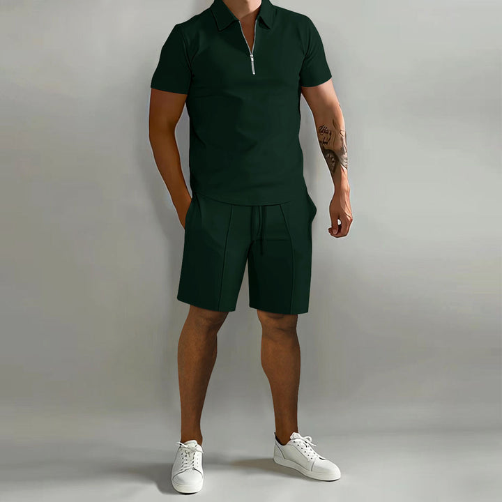 Men’s Two-Piece Set | Zip Polo And Shorts