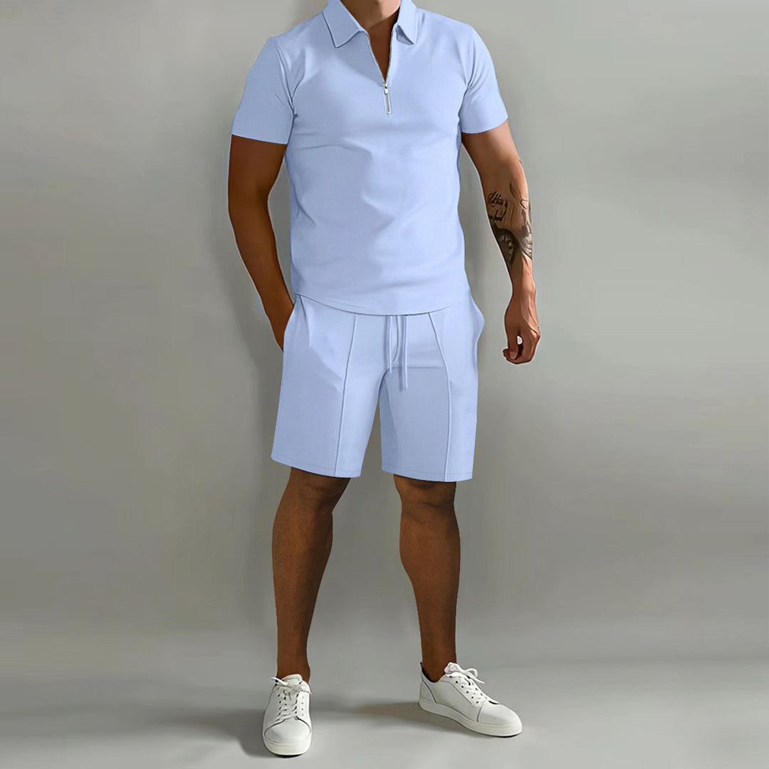 Men’s Two-Piece Set | Zip Polo And Shorts