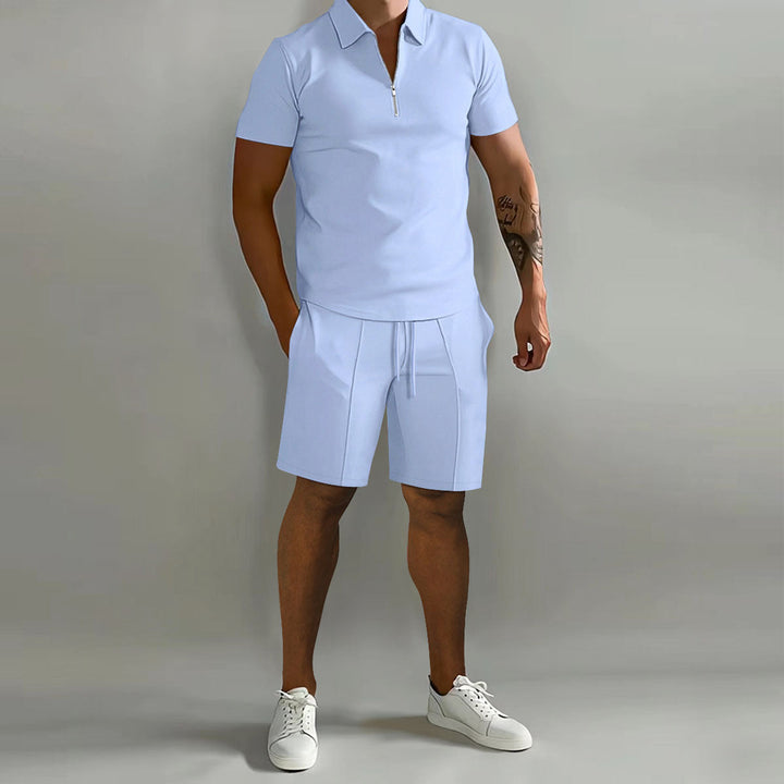 Men’s Two-Piece Set | Zip Polo And Shorts