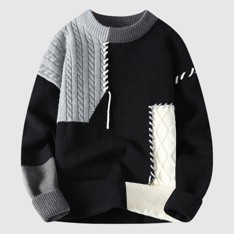 Men’s Sweater | Color Block Cable Design