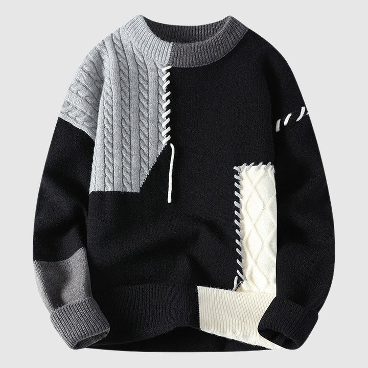 Men’s Sweater | Color Block Cable Design