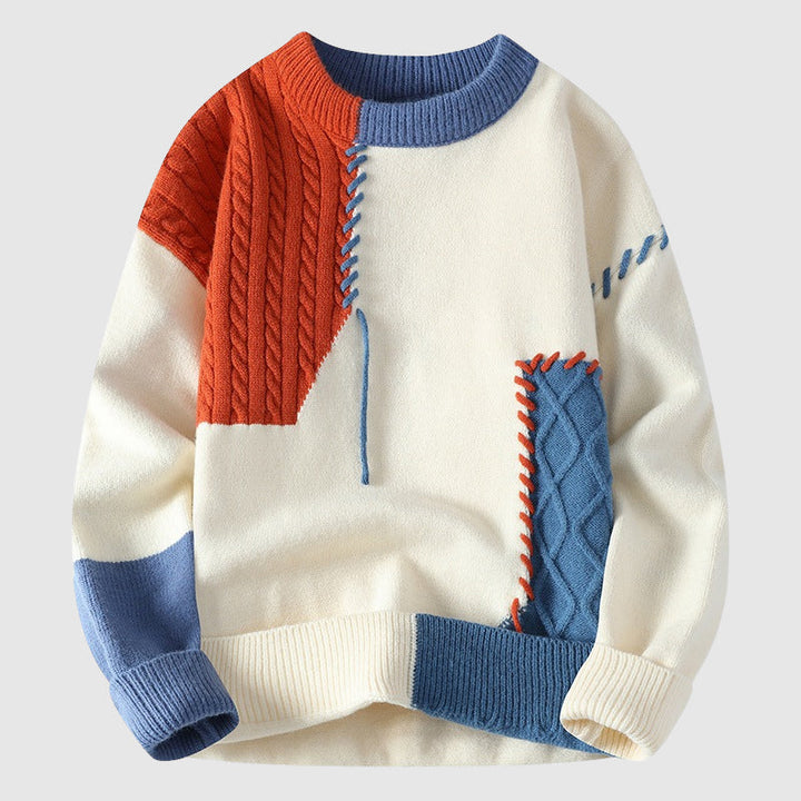 Men’s Sweater | Color Block Cable Design
