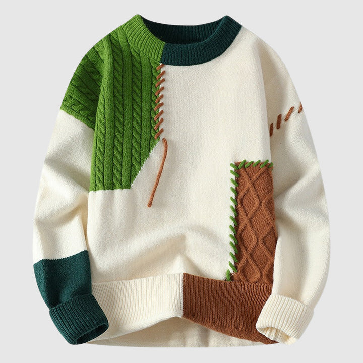 Men’s Sweater | Color Block Cable Design