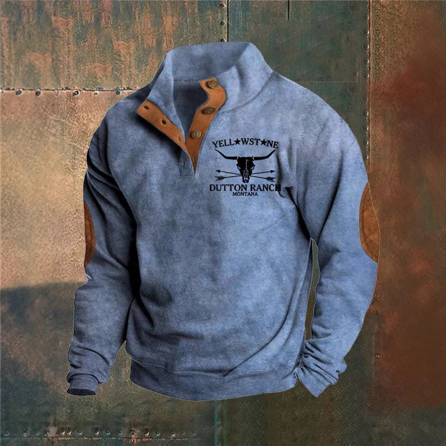 Men’s Sweatshirt | Button Neck Graphic Design