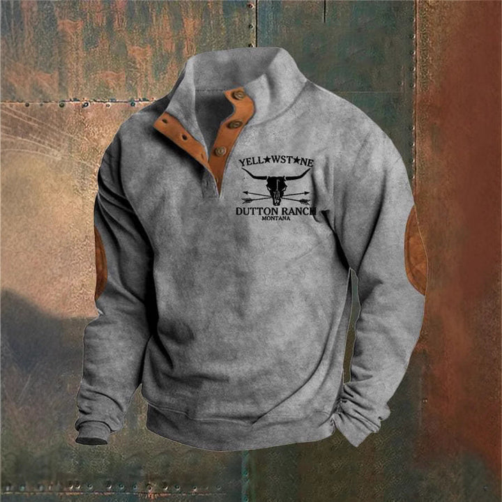 Men’s Sweatshirt | Button Neck Graphic Design