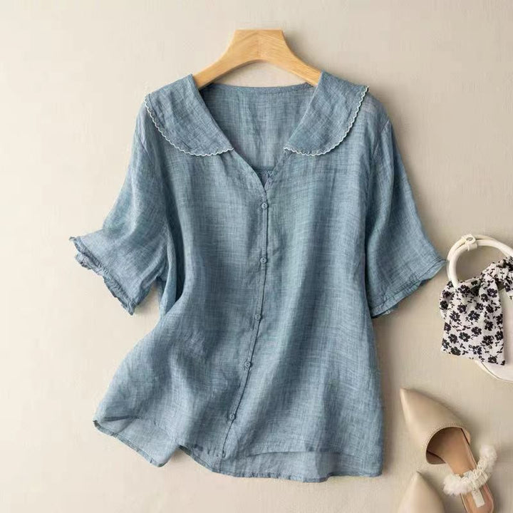 Women's Blouse | Front Scalloped Button Collar