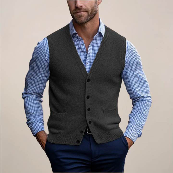 Men’s Formal Vest | V Neck Button Front