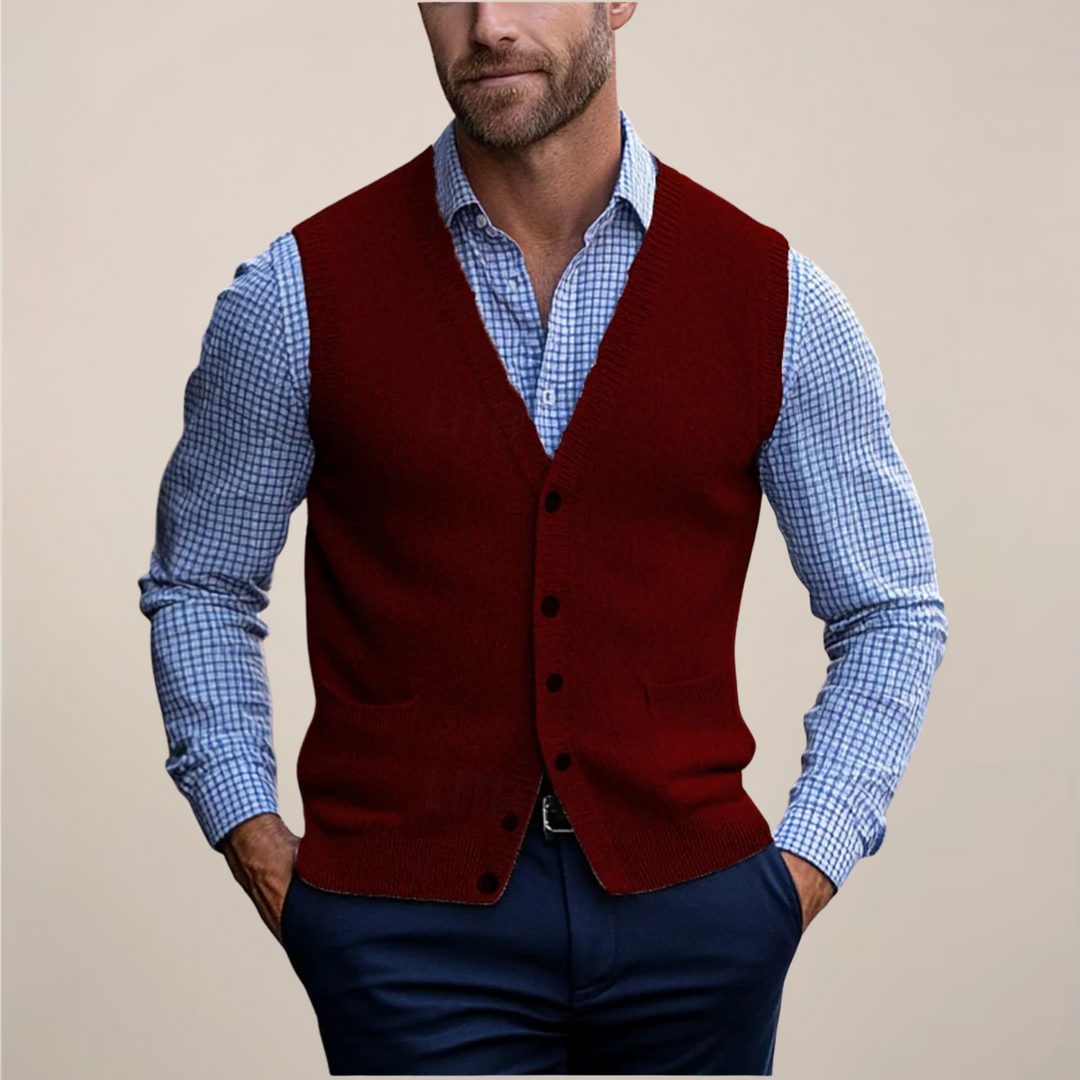 Men’s Formal Vest | V Neck Button Front