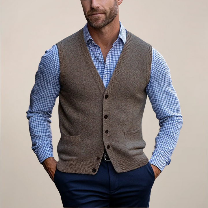 Men’s Formal Vest | V Neck Button Front
