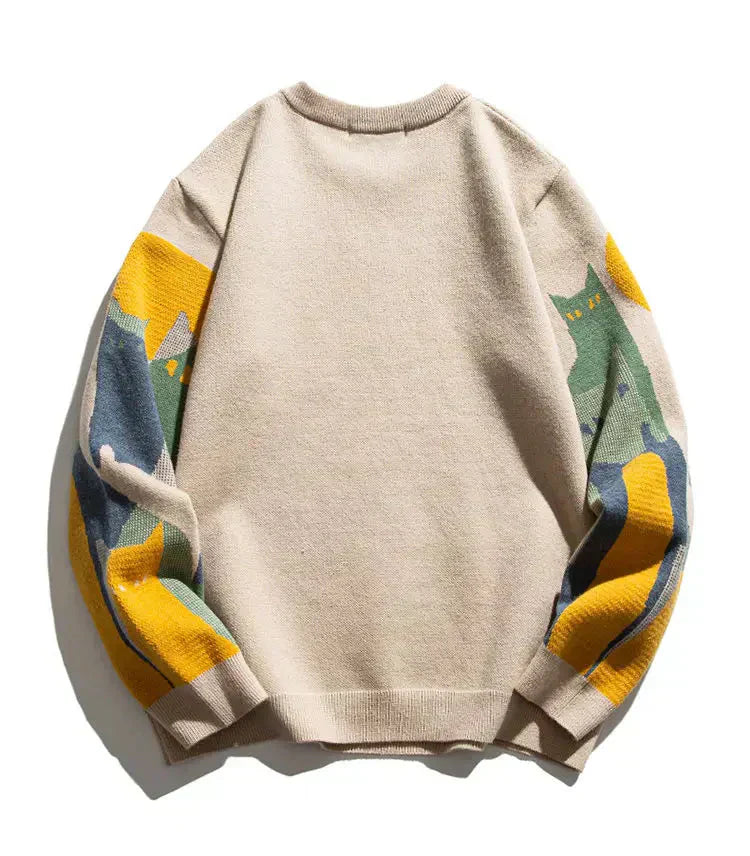 Women’s Sweater | Graphic Stylized Cat Shapes