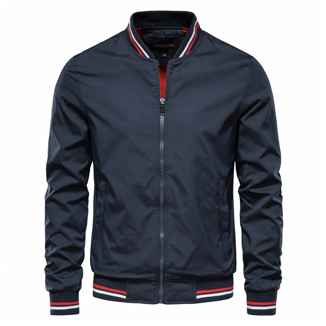 Men's Bomber Jacket | Zip-Up Front with Ribbed Collar