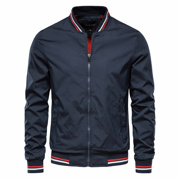 Men's Bomber Jacket | Zip-Up Front with Ribbed Collar