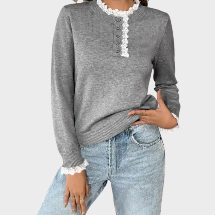Women's Sweater | Button Placket Long Sleeves