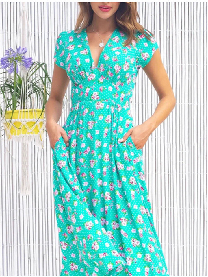 Women’s Dress | V-Neck Midi Short Sleeves