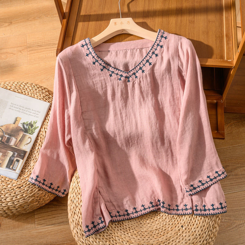 Woman's Blouse | V-Neck Embroidered