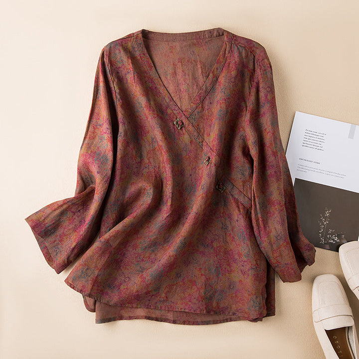 Women’s Blouse | Printed V-Neck