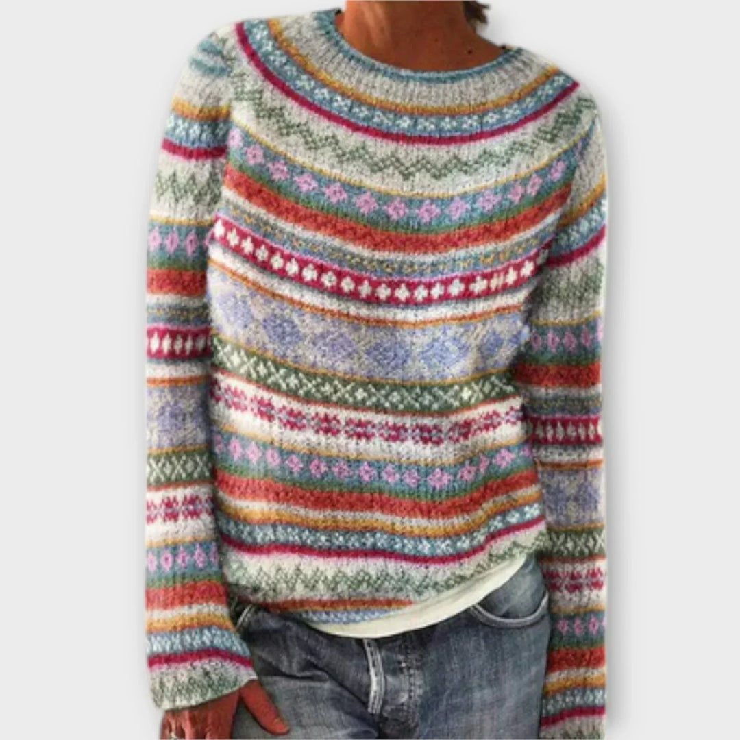 Women's Sweater | Patterned Crew Neckline