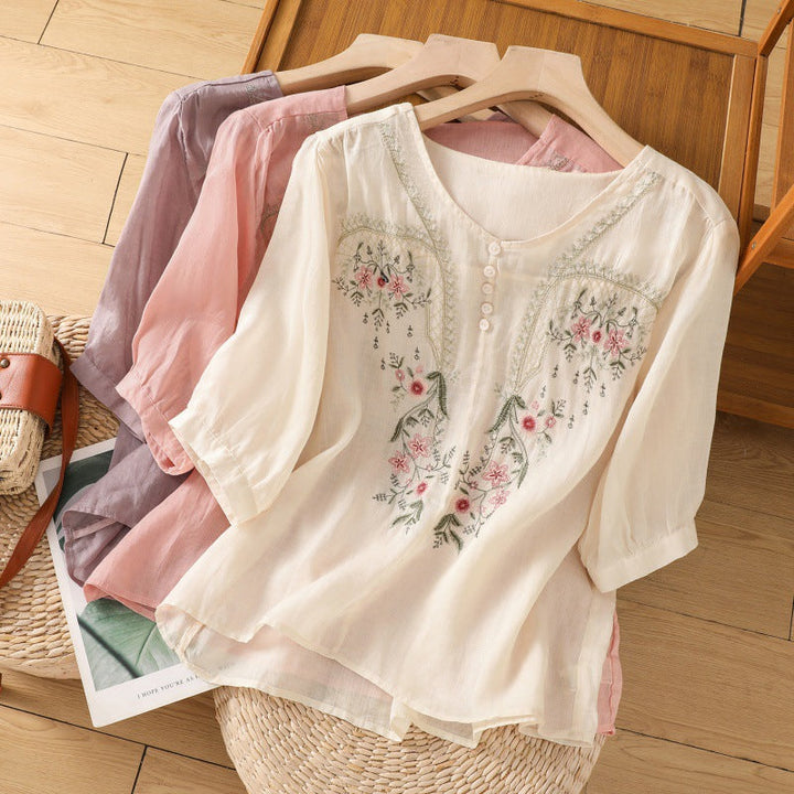 Women’s Blouse | Floral Front Embroidery  Detail