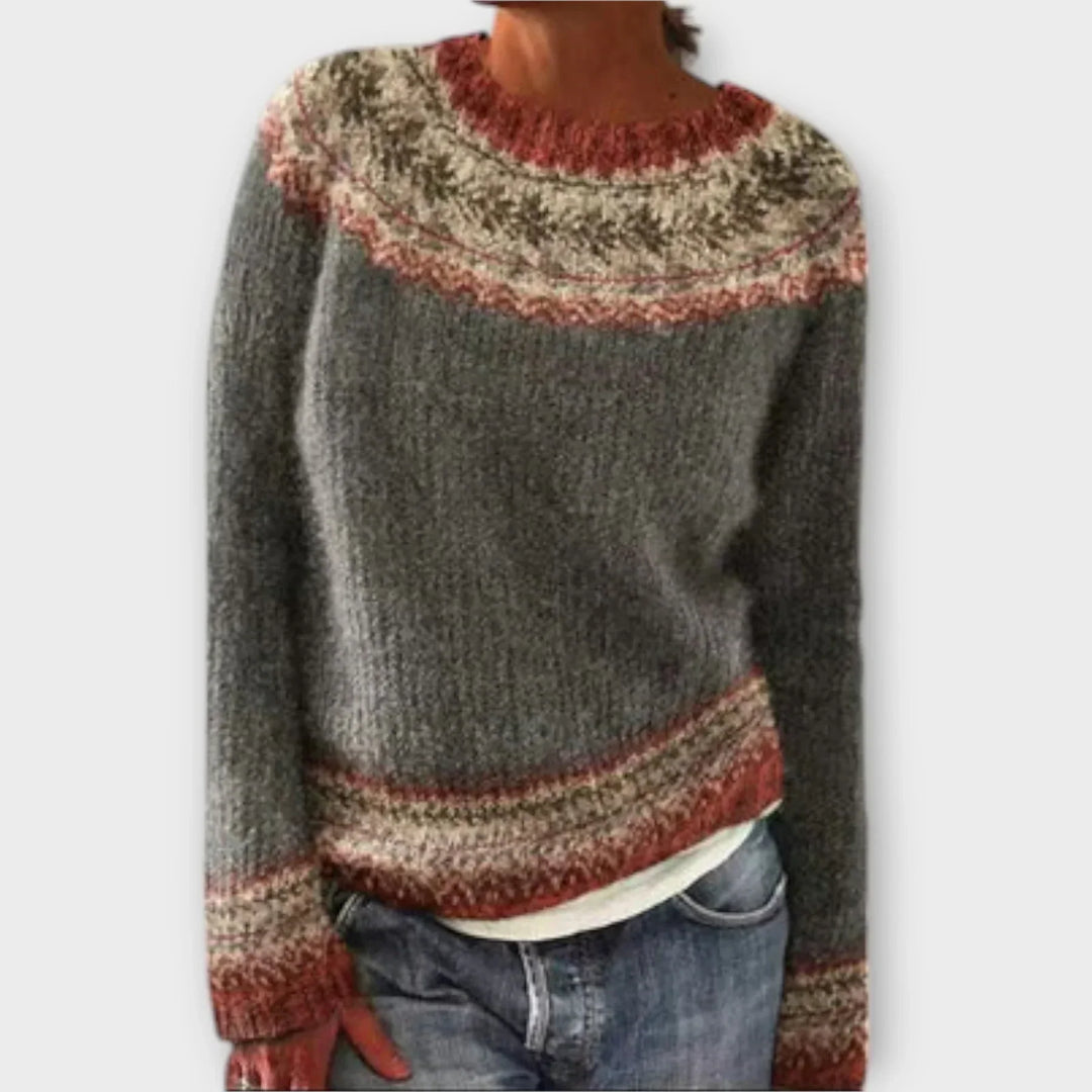Women's Sweater | Patterned Crew Neckline