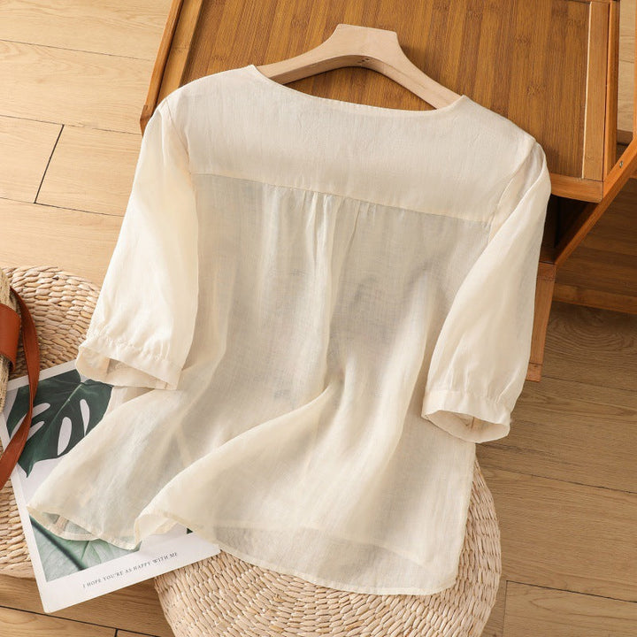 Women’s Blouse | Floral Front Embroidery  Detail