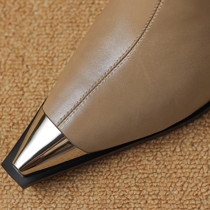 Boots For Women | Block Heel Pointed Closed Toe